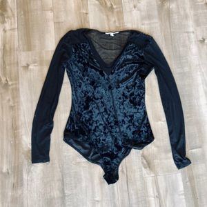 BCBG VELVET MESH BODYSUIT - SIZE S
